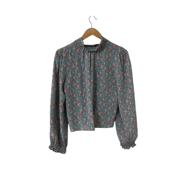 INTERMIX Alana Tie Waist Silk Floral Button Down Blouse Top - Picture 5 of 9